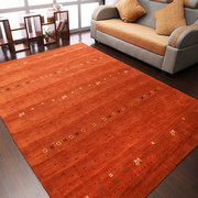 Hand Knotted Loom Wool 5'x8' Area Rug Contemporary Orange